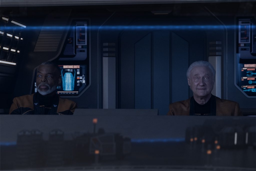 Burton as Geordi La Forge and Brent Spiner as Data in "Vox" Episode 309, Star Trek: Picard on Paramount+. Photo Credit: Trae Patton/Paramount+. ©2021 Viacom, International Inc. All Rights Reserved.