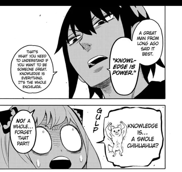 Spy x Family manga screenshot showing the "swole chihuahua" joke.