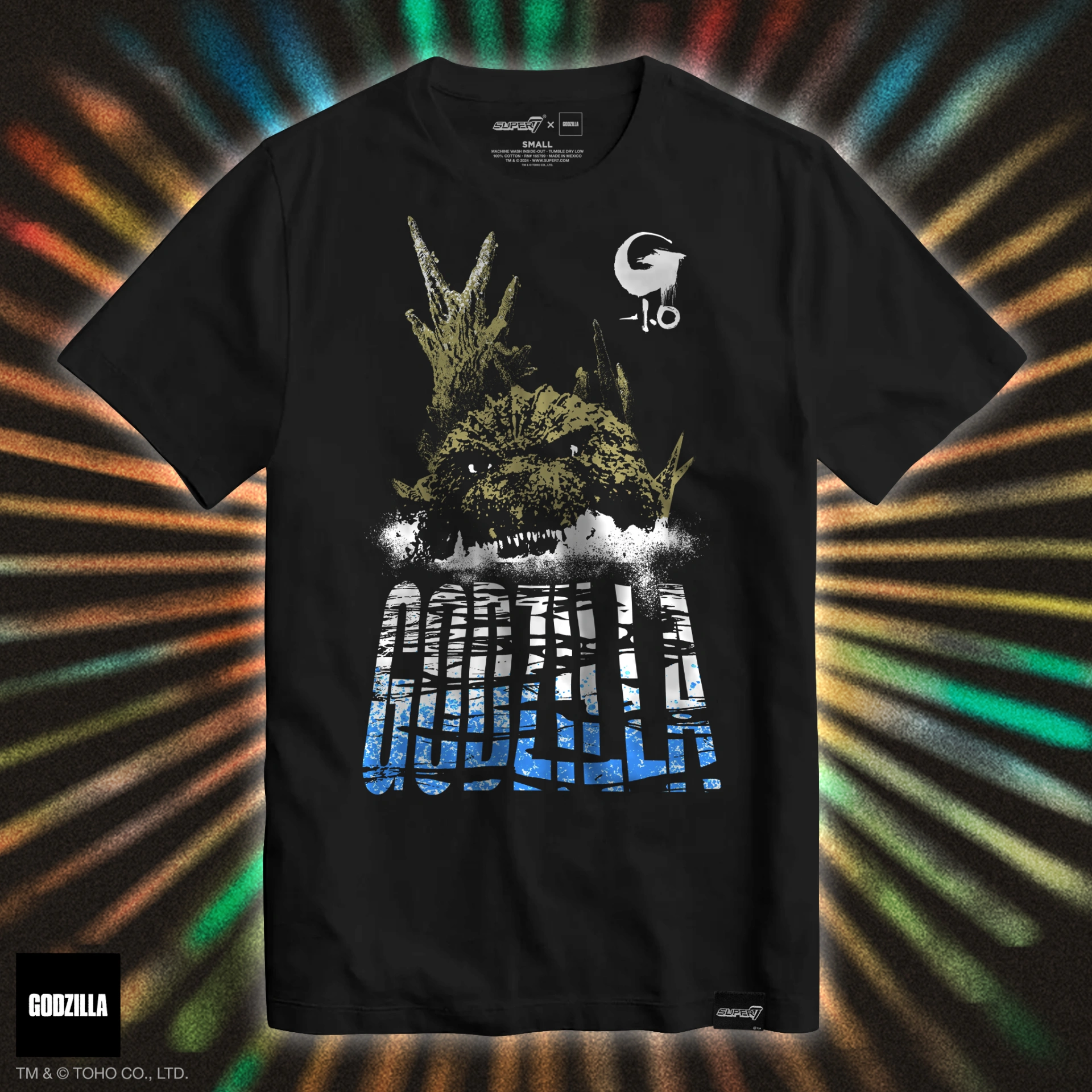 Godzilla Minus One ocean tee graphic.