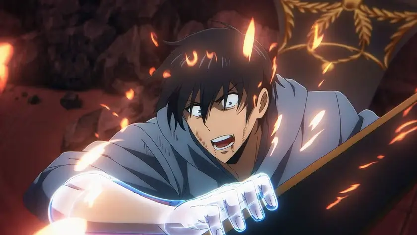 Solo Leveling Ep. 11 "A Knight Who Defends an Empty Throne" screenshot showing Jin-woo grabbing a swung sword with not-so-bare hands.