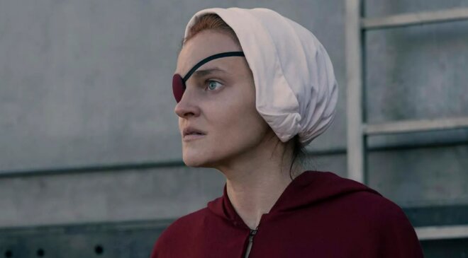 Madeline Brewer as Janine in The Handmaid's Tale