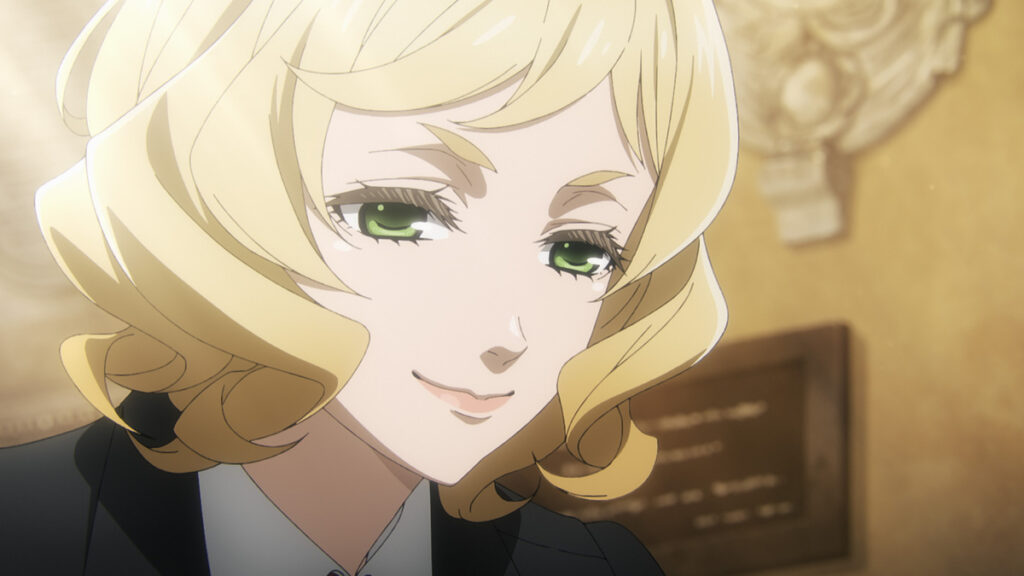 Black Butler -Public School Arc- Ep. 2 "His Butler, in Disguise" screenshot showing Maurice Cole's angelic face.