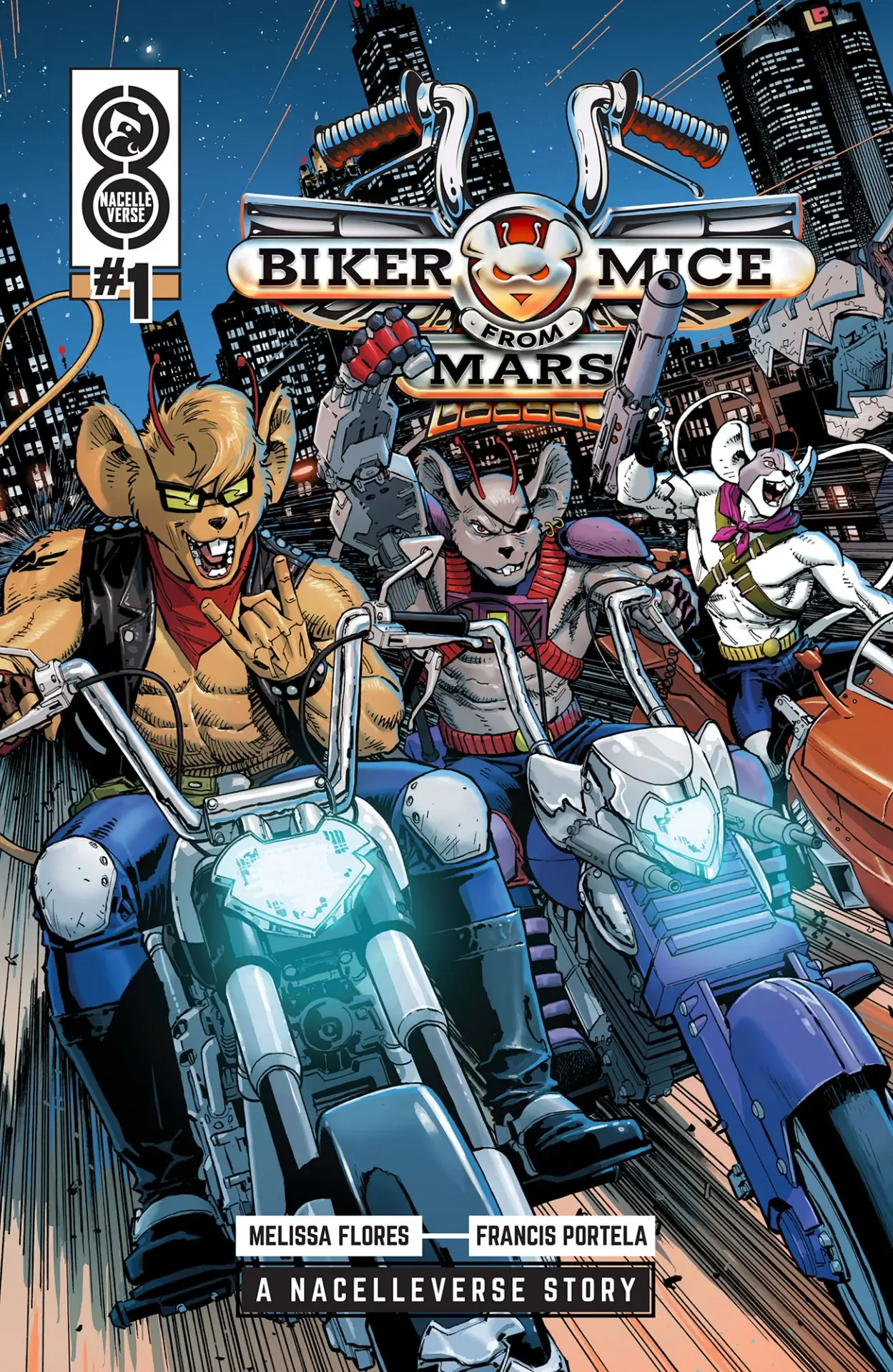 Biker Mice from Mars #1 cover art A by Dustin Weaver.
