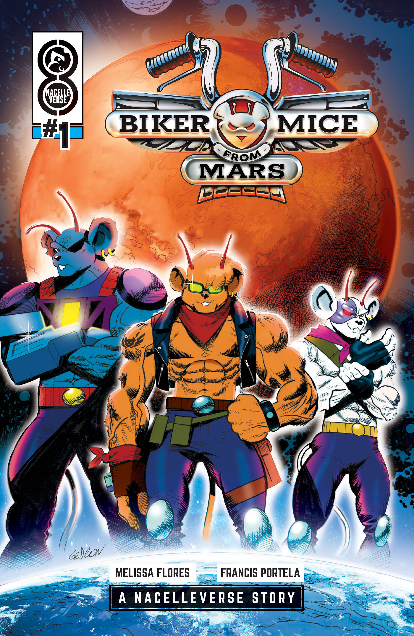 Biker Mice from Mars #1 cover art B by Juan Gedeon.