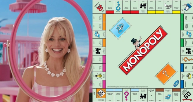 Margot Robbie in Barbie_Monopoly board