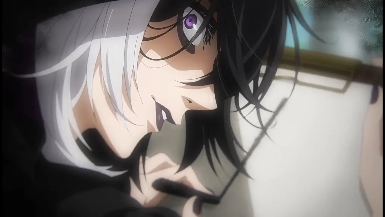 Black Butler -Public School Arc- Ep. 4 "His Butler, Colluding" screenshot showing Gregory Violet suddenly giving Ciel a creepy look upon mention of Derrick Arden.