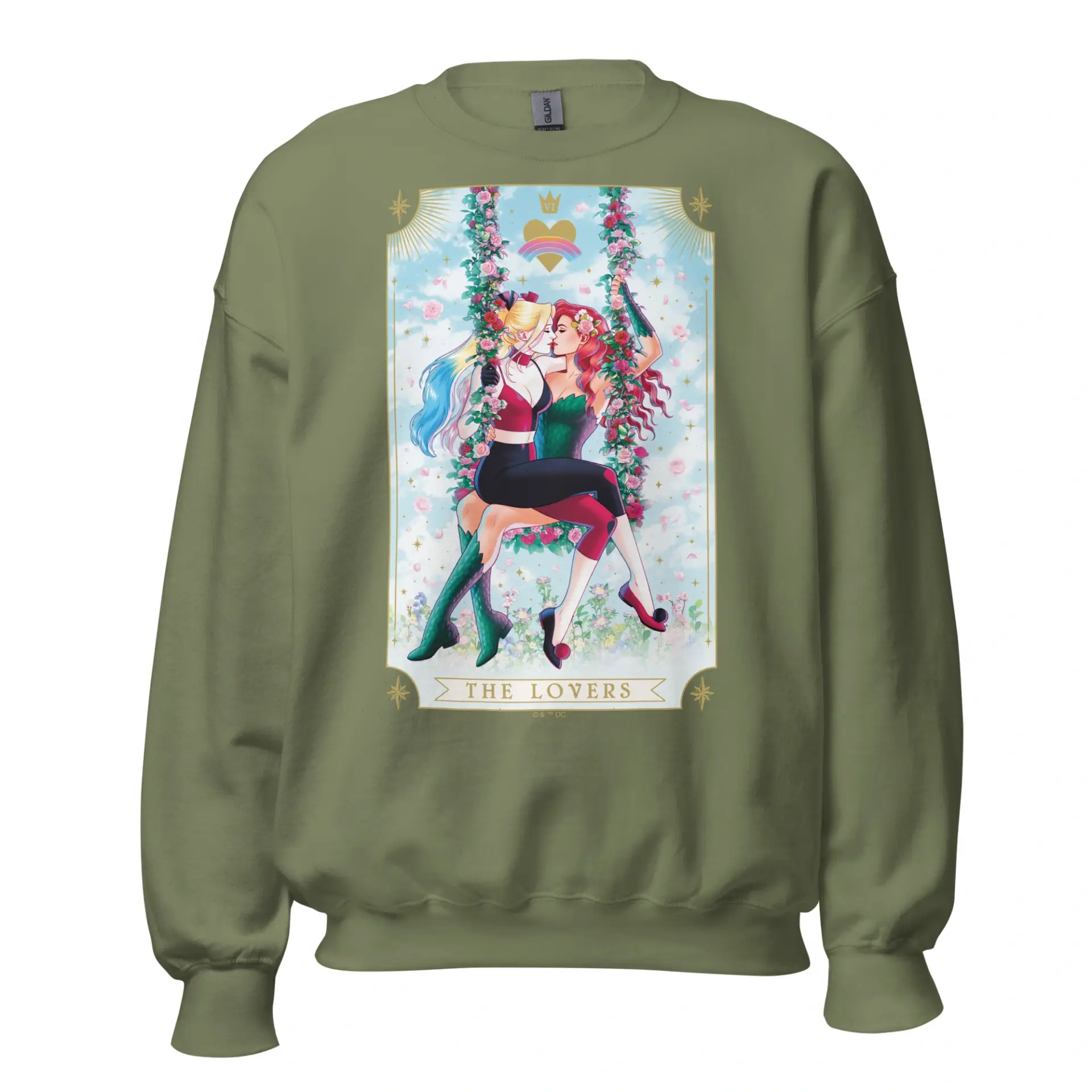 Unisex Crew Neck Sweatshirt Military Green Front 6647aab739f0f