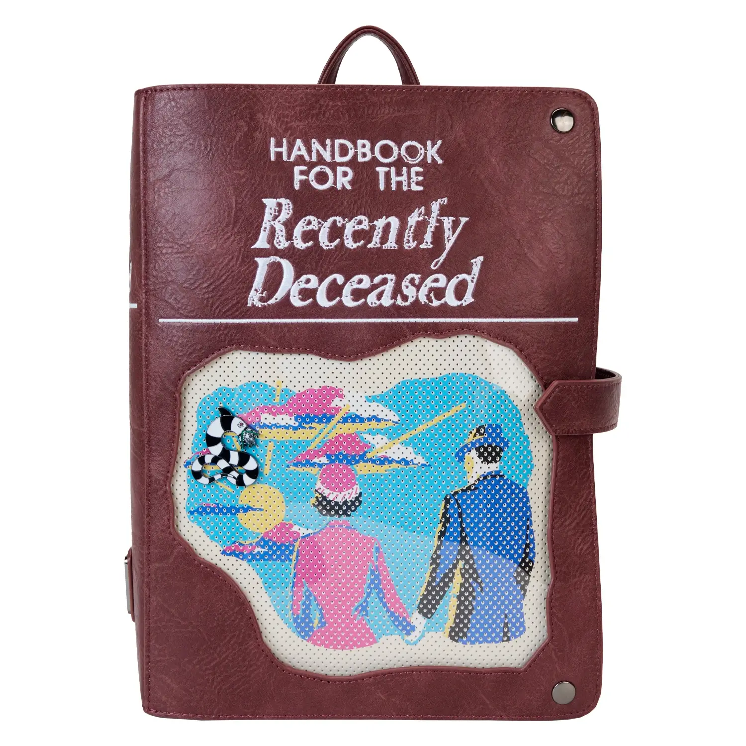 HANDBOOK FOR THE RECENTLY DECEASED PIN BACKPACK 0242FRONT