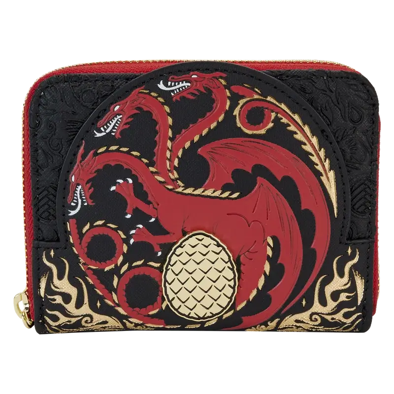 House Of The Dragon All Over Print House Targaryen Sigil Zip Around Wallet Hi Res