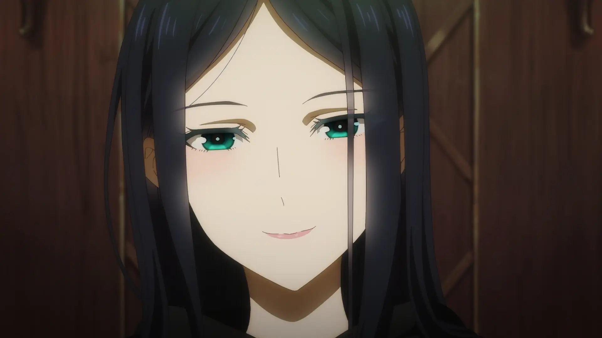 Spice and Wolf: MERCHANT MEETS THE WISE WOLF Ep. 15 "Bird Feather and Mysterious Ore" screenshot showing Diana smiling mysteriously.