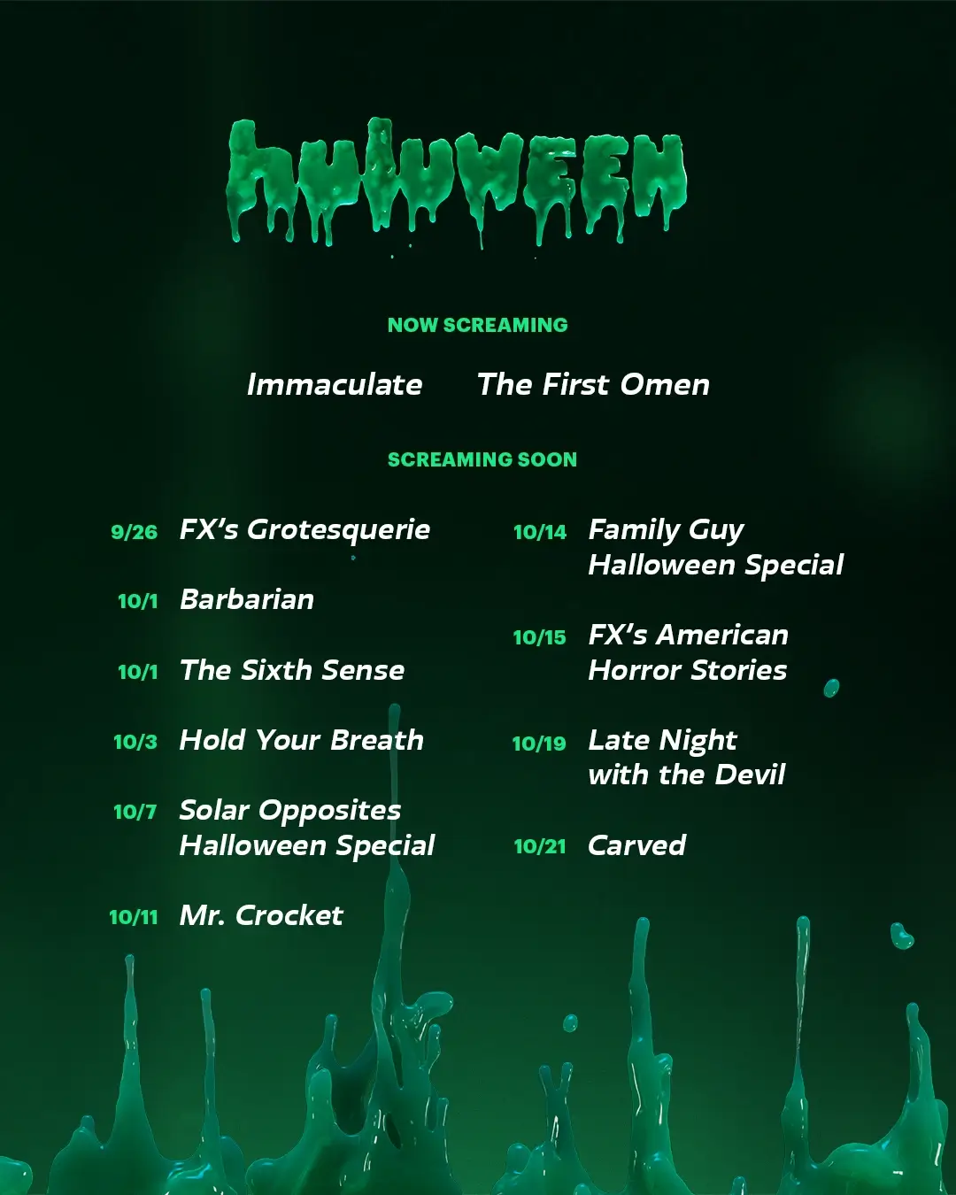 Huluween Schedule