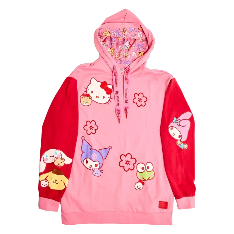 Sanrio Hello Kitty Friends Color Block Unisex Hoodie Hi Res 1
