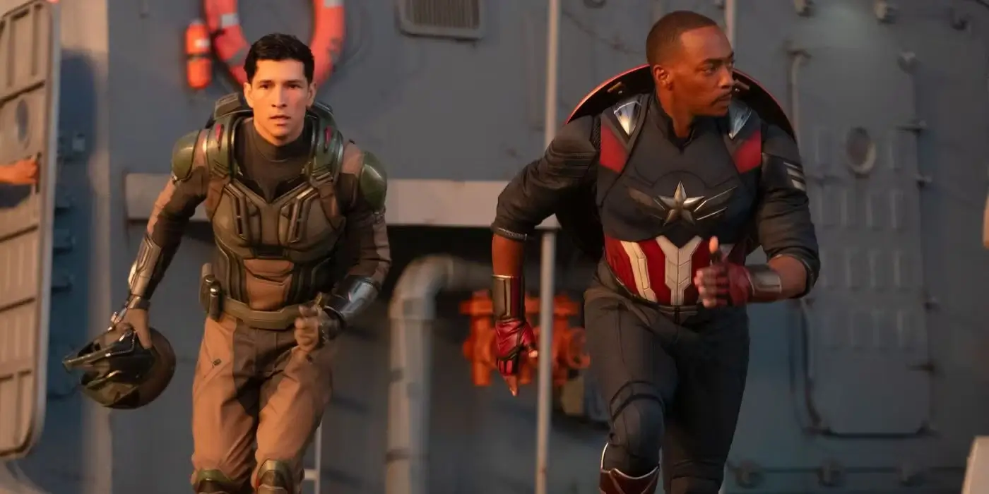 Danny Ramirez and Anthony Mackie in Captain America: Brave New World.
