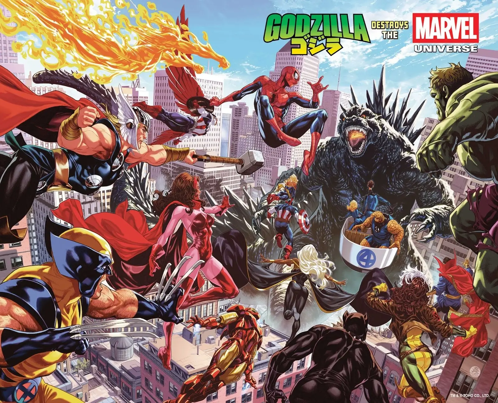GODZILLA DESTROYS THE MARVEL UNIVERSE main cover art