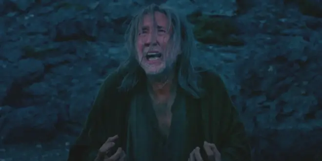 Nicolas Cage on his knees screaming in The Carpenter's Son.