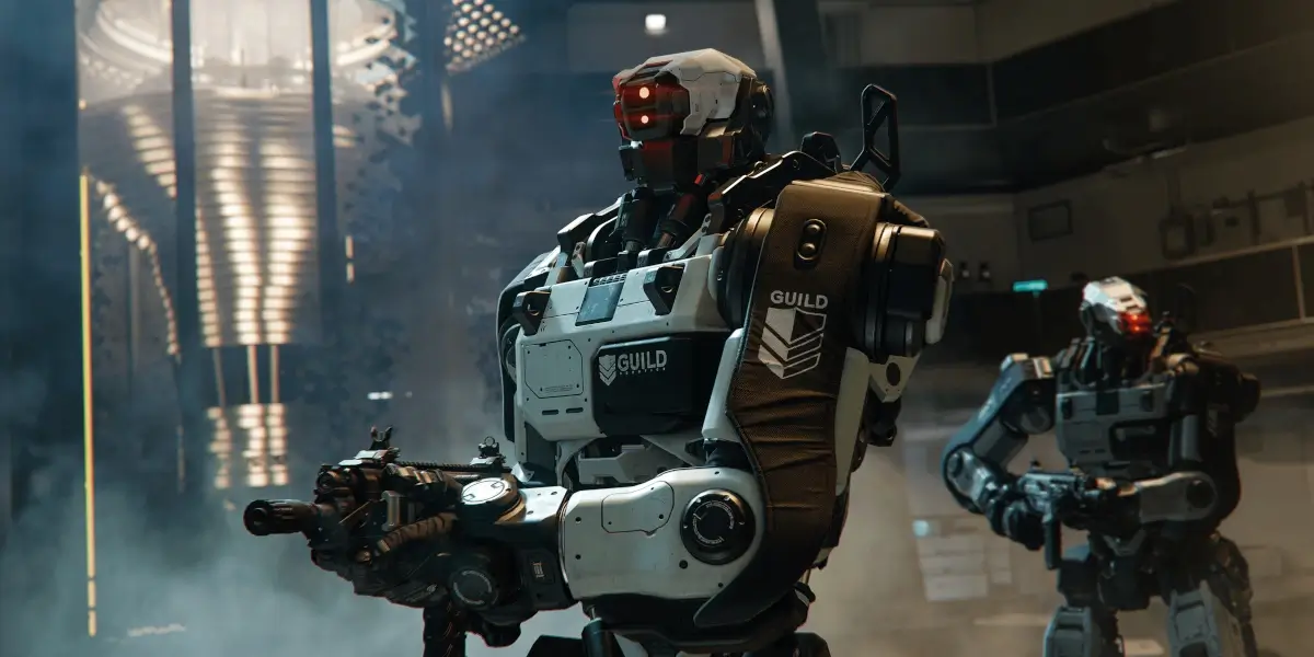 Call Of Duty Black Ops 7 Guild Droids Stand Guard In A Reactor Room