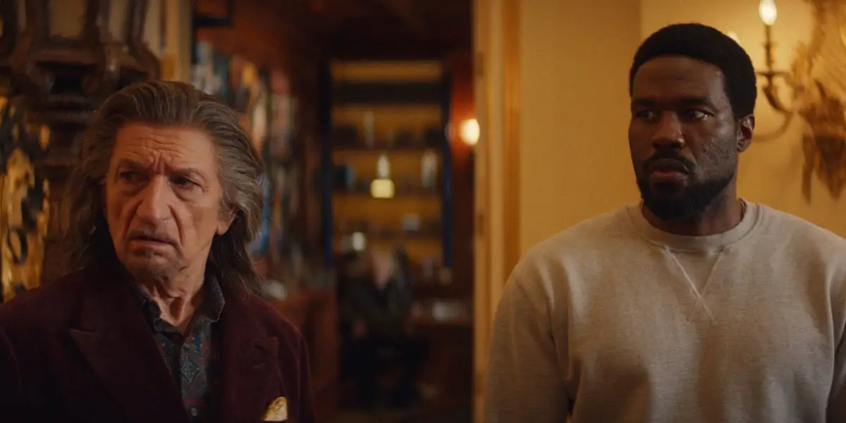 Wonder Man Ben Kingsley And Yahya Abdul Mateen II Look To The Side With Disbelief