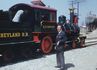 Walt Disney at Disneyland Railroad as seen in Disneyland Handcrafted