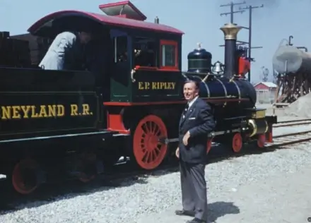 Walt Disney at Disneyland Railroad as seen in Disneyland Handcrafted