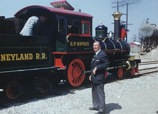 Walt Disney at Disneyland Railroad as seen in Disneyland Handcrafted
