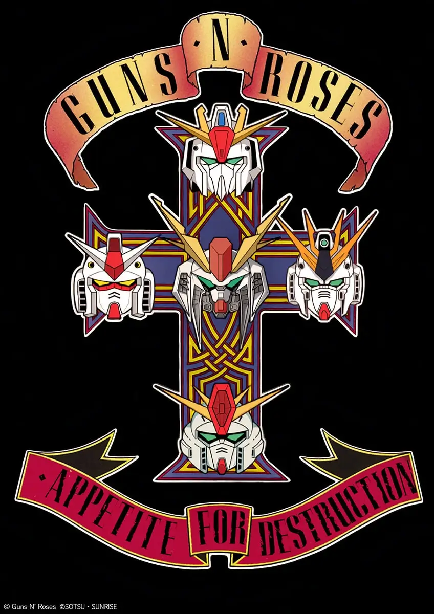 Mobile Suit Gundam Hathaway: The Sorcery of Nymph Circe x Guns N' Roses collab art