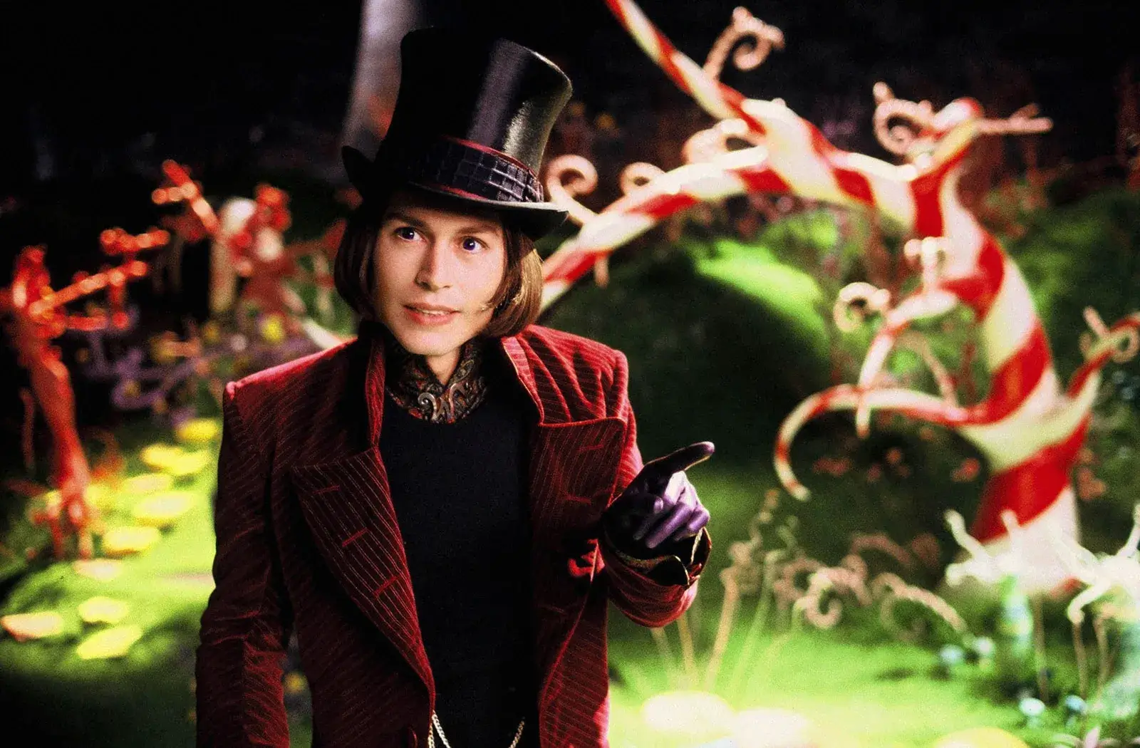 Johnny Depp in Willy Wonka and the Chocolate Factory.