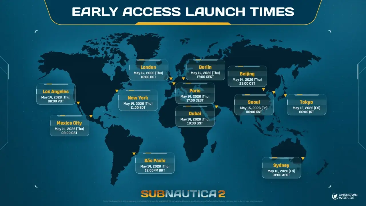 Subnautica 2 early access launch times visual