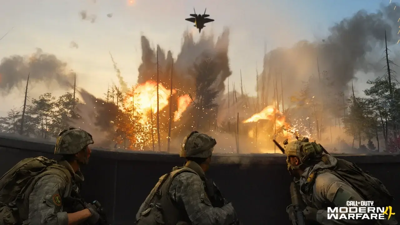 An exploding battlefield in Modern Warfare 4.