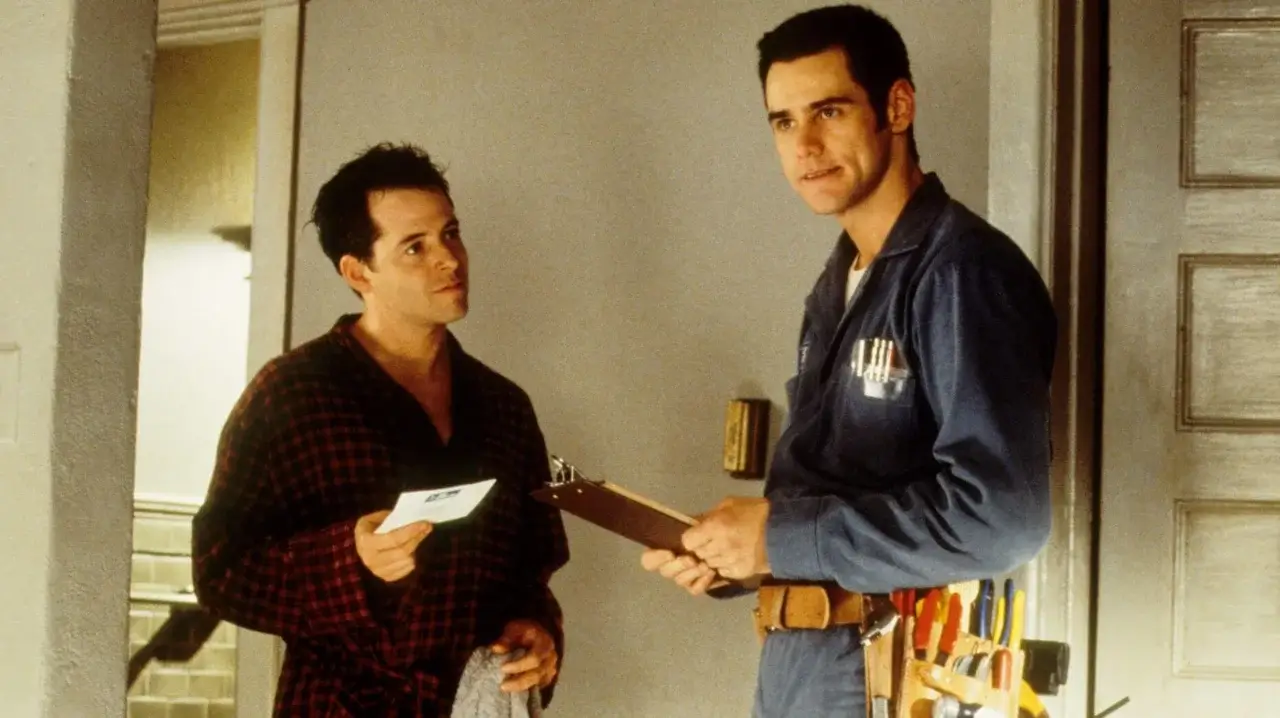 Jim Carrey and Matthew Broderick in The Cable Guy.