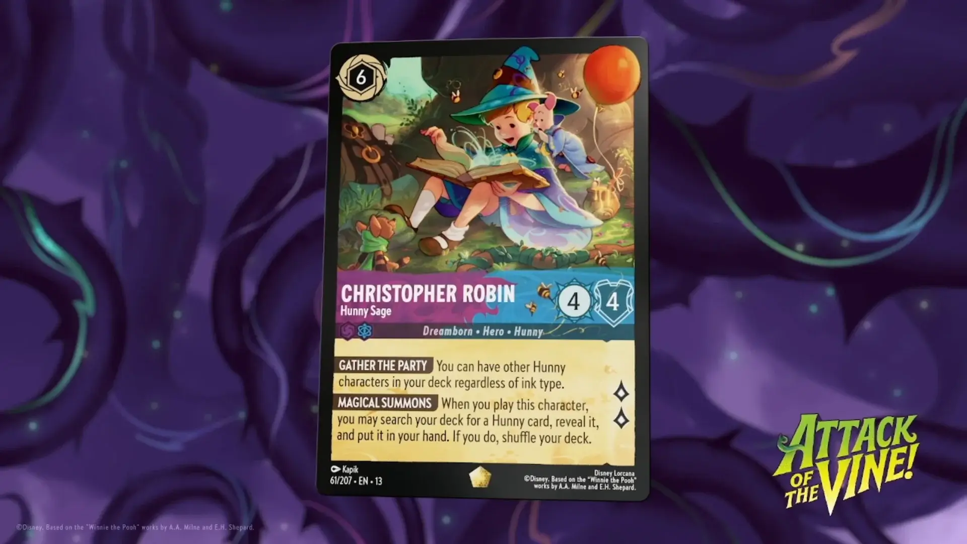 Christopher Robin - Honey Sage Amethyst Sapphire Dual Ink card from Attack of the Vine.
