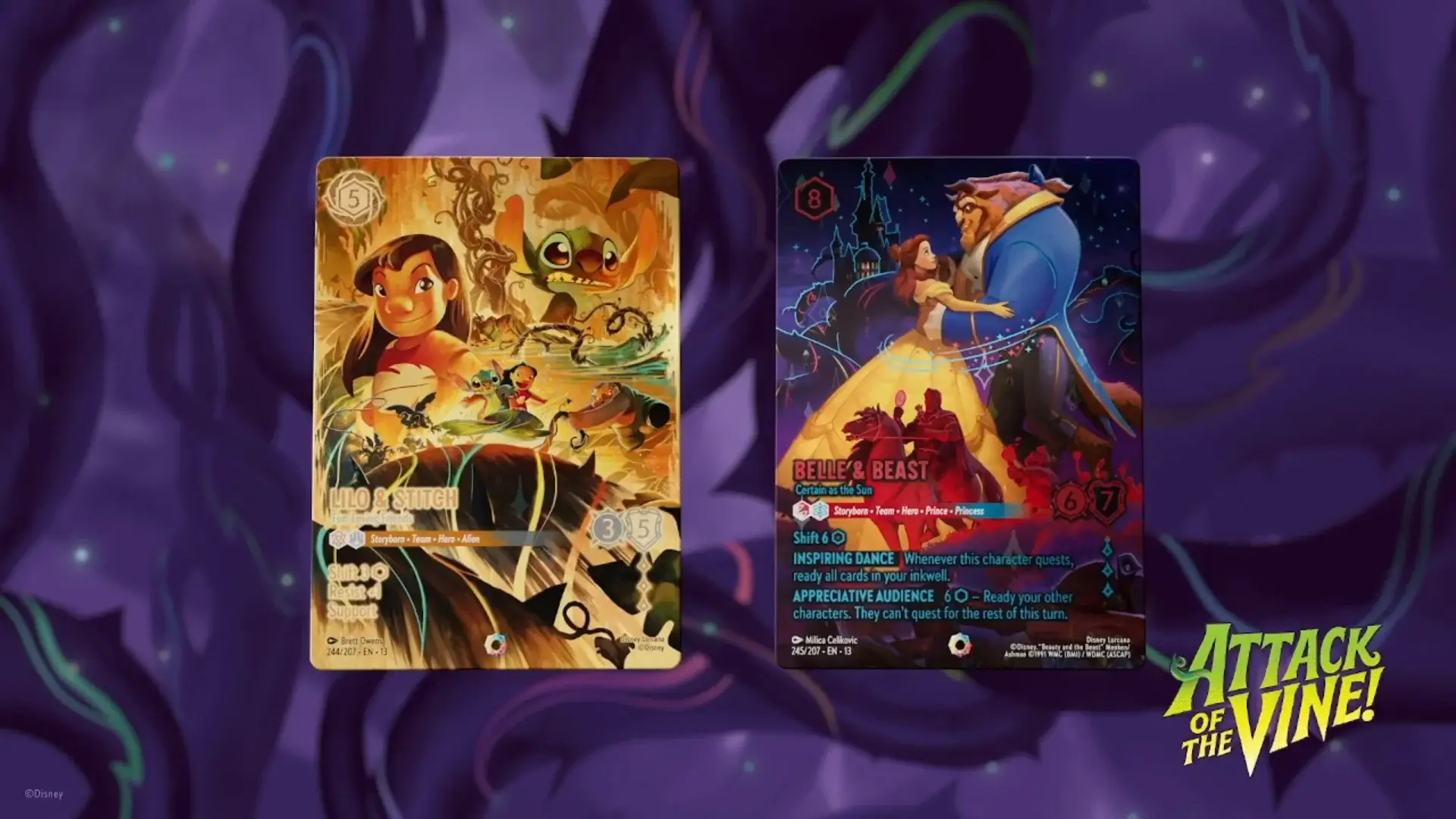 CineMayhem style Iconics of Lilo and Stitch and Belle and Beast in Attack of the Vine.