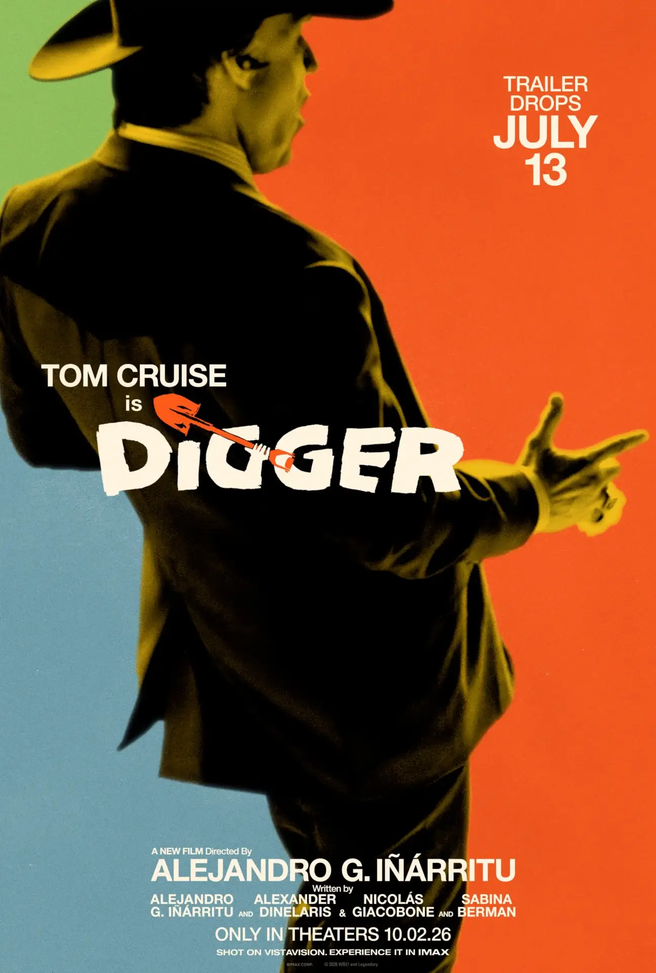 Tom Cruise shown making finger guns in Digger's "Bang Bang" teaser poster variant.