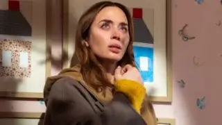 Emily Blunt looks up to the light with ominous awe in Disclosure Day.