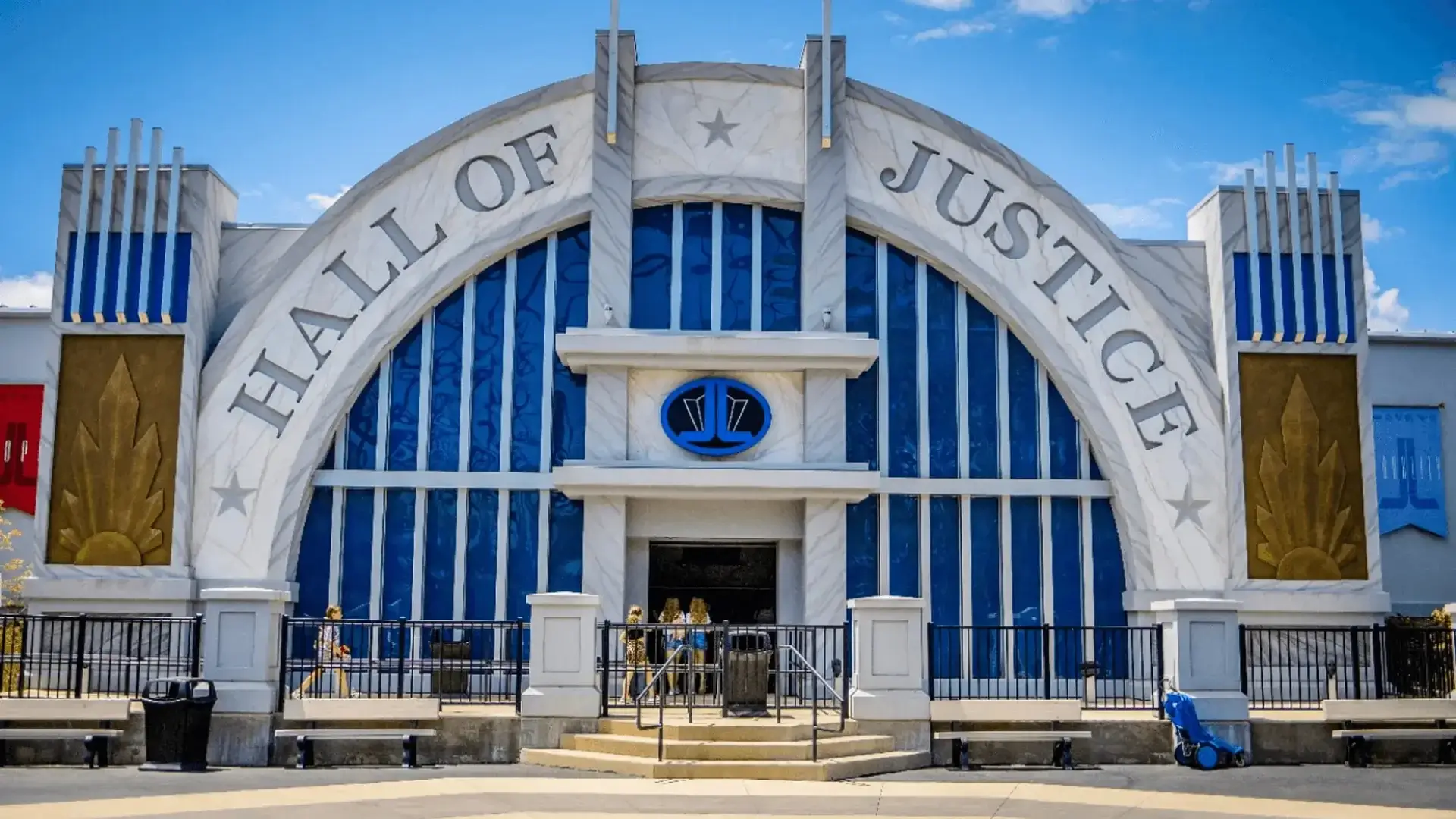 Six Flags Great Adventure's official photo of the ride building for Justice League Battle for Metropolis.