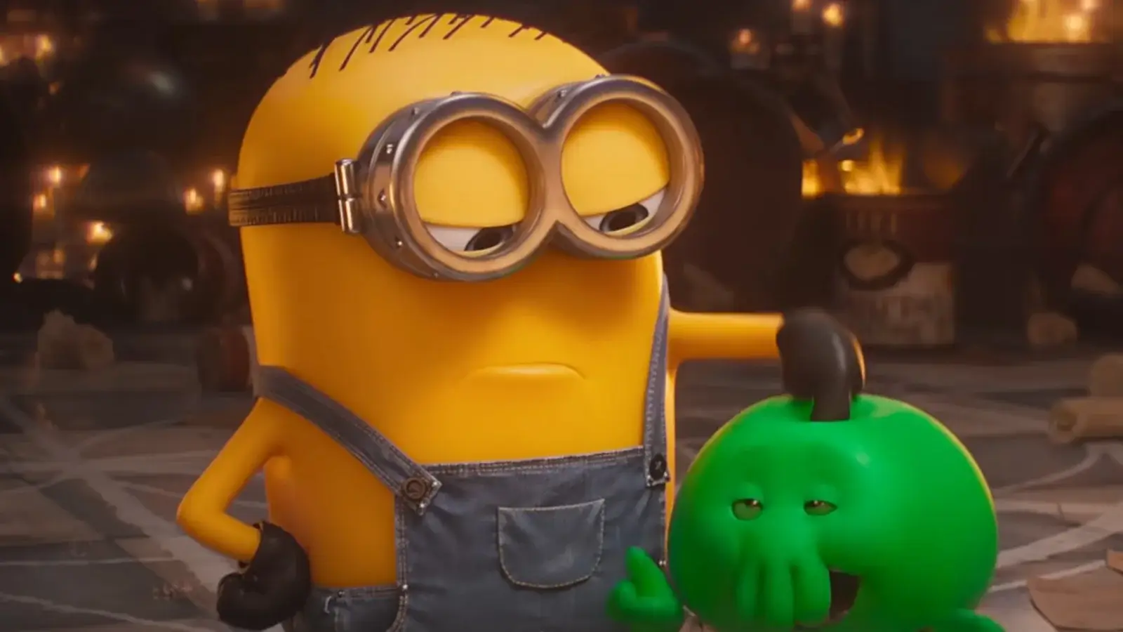 Henry, voiced by Pierre Coffin, isn't impressed with Goobi, voiced by Trey Parker