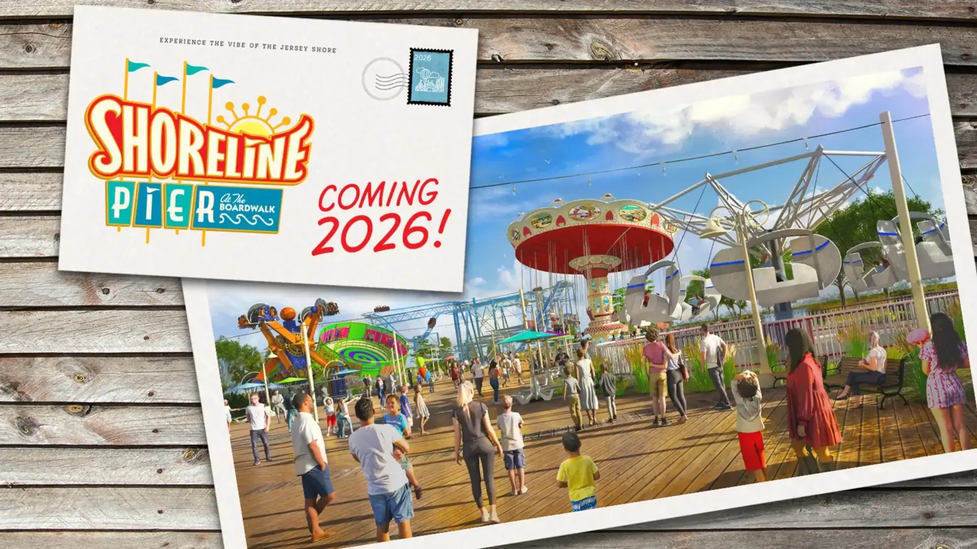 Shoreline Pier promo teaser art from Six Flags Great Adventure.