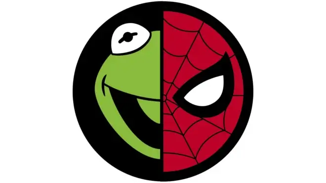 A Kermit / Spider-Man logo mashup for The Muppets Take The Marvel Universe.