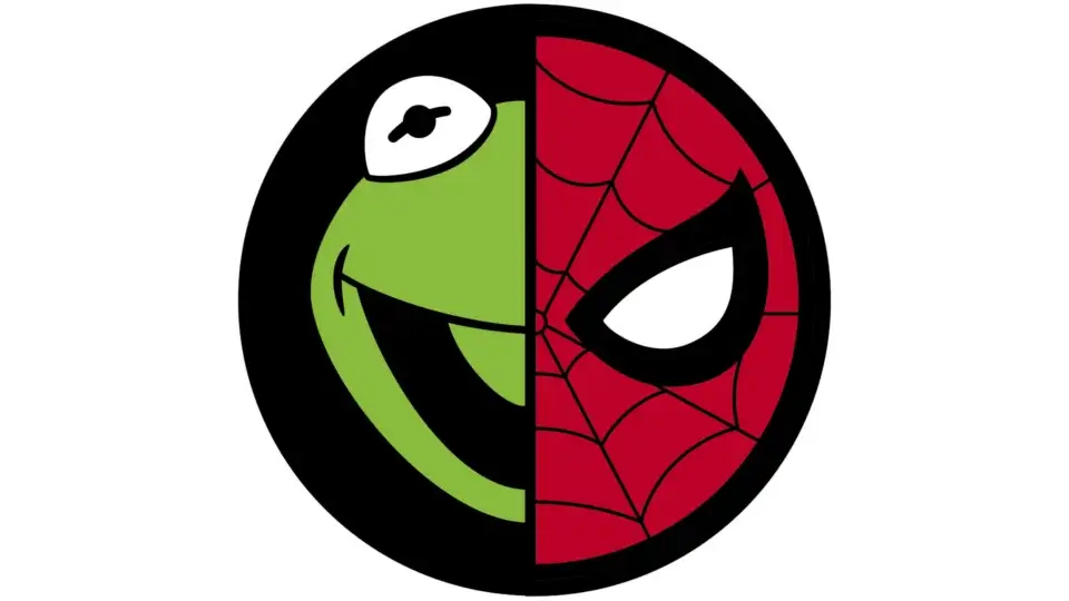 A Kermit / Spider-Man logo mashup for The Muppets Take The Marvel Universe.