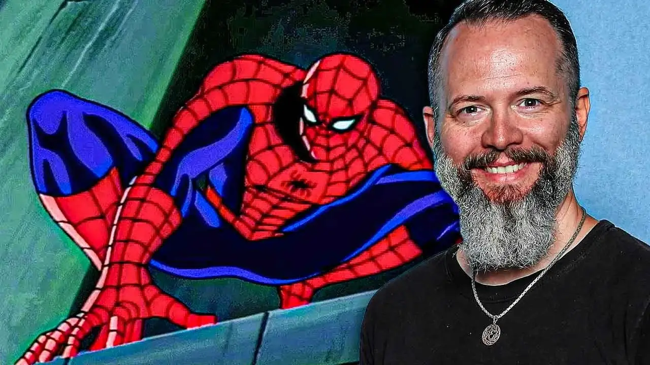 a man and a picture of spider-man