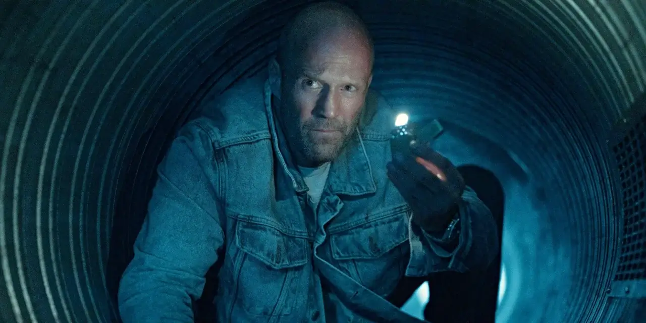Jason Statham doing his best John McClane impersonation in Mutiny.
