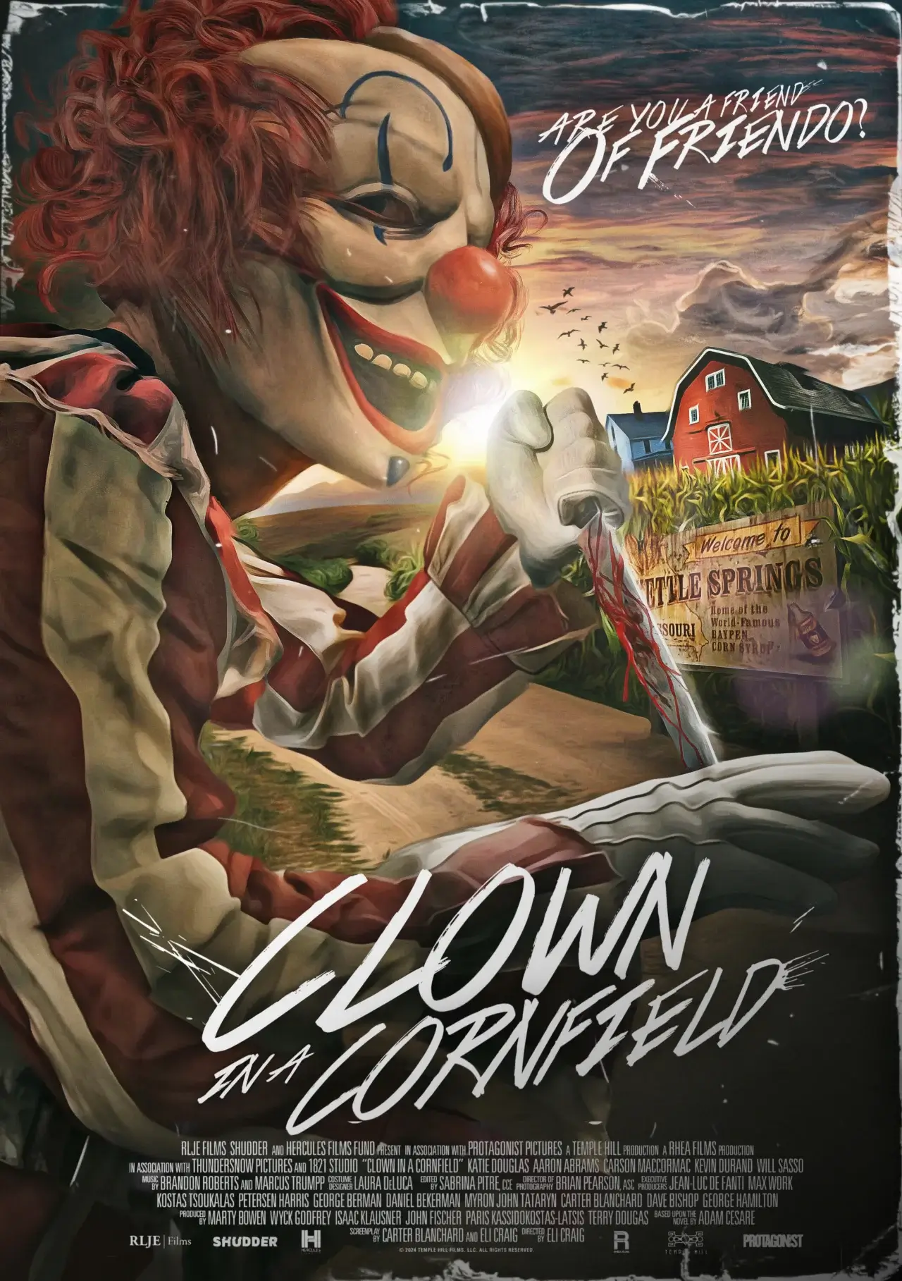 Clown in a Cornfield poster.