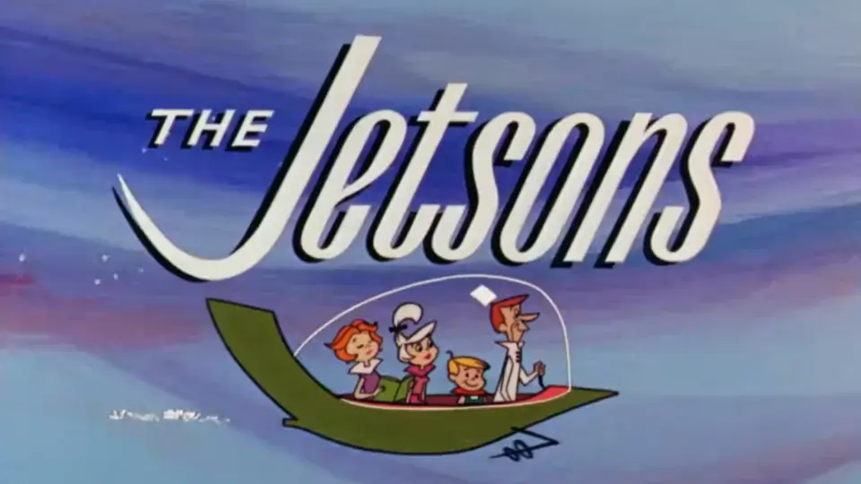 The Jetsons classic animated title card, featuring the family in a flying car.