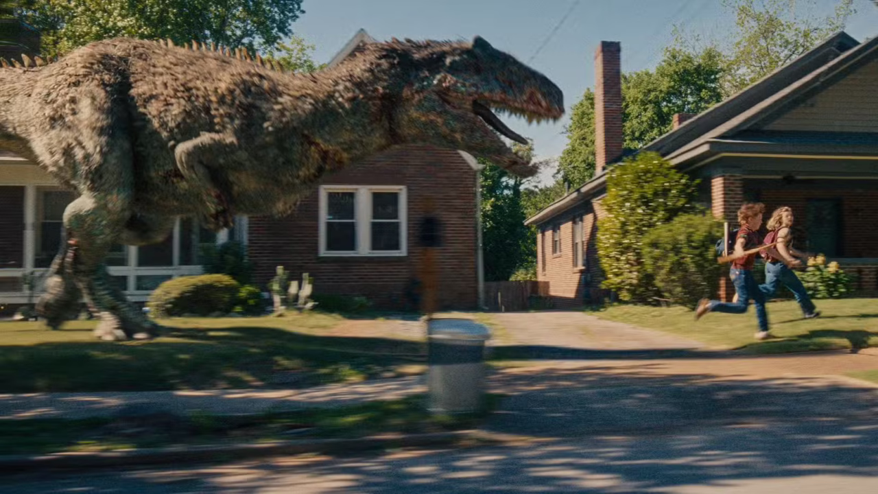 A dinosaur in The End of Oak Street.
