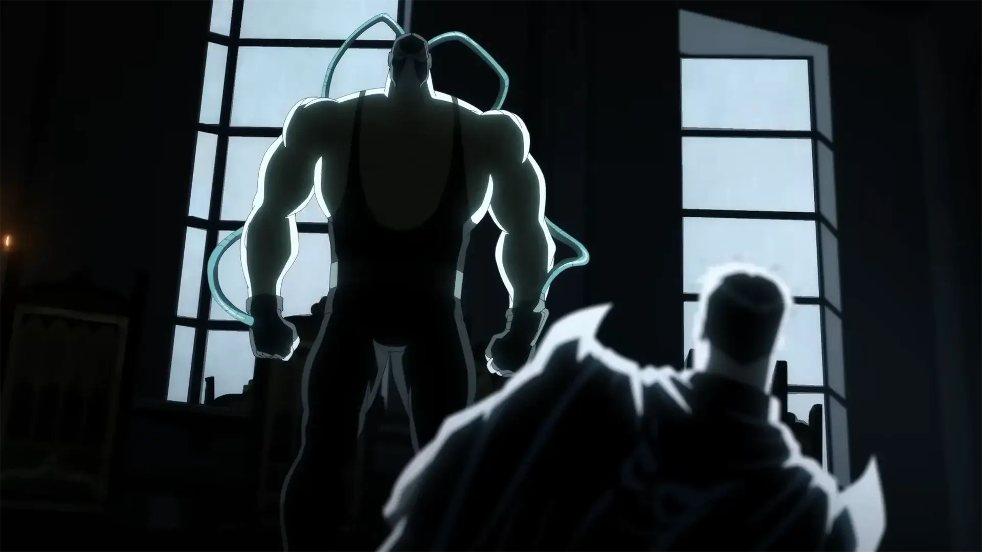 Batman/Bruce Wayne and Bane in 'Batman: Knightfall Part 1: Knightfall.' Warner Bros. Animation