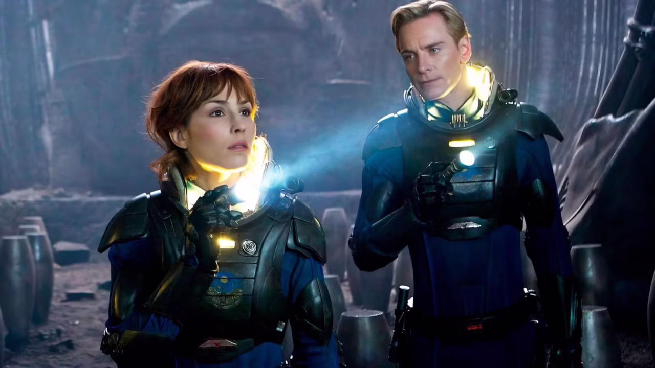 Noomi Rapace and Michael Fassbender in Prometheus.