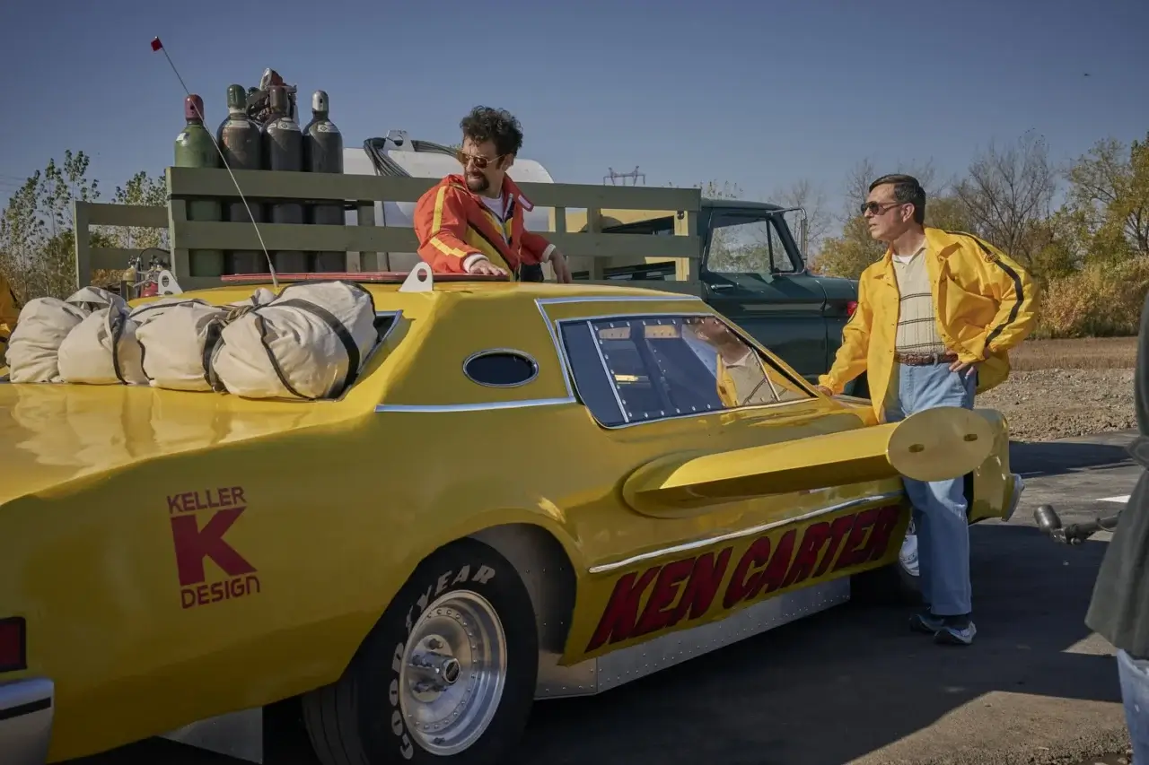 Jay Baruchel and Ed Helms in The Stunt Driver.