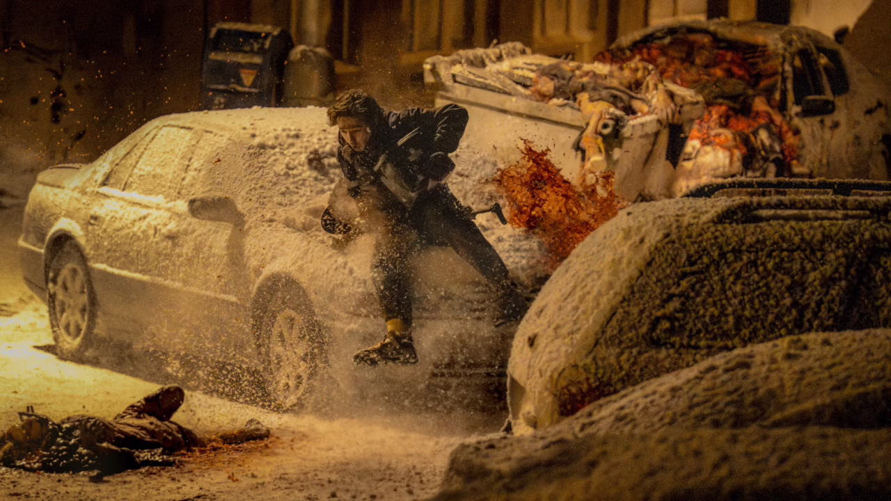 Bryan dodging monsters from the rooftops in Resident Evil.