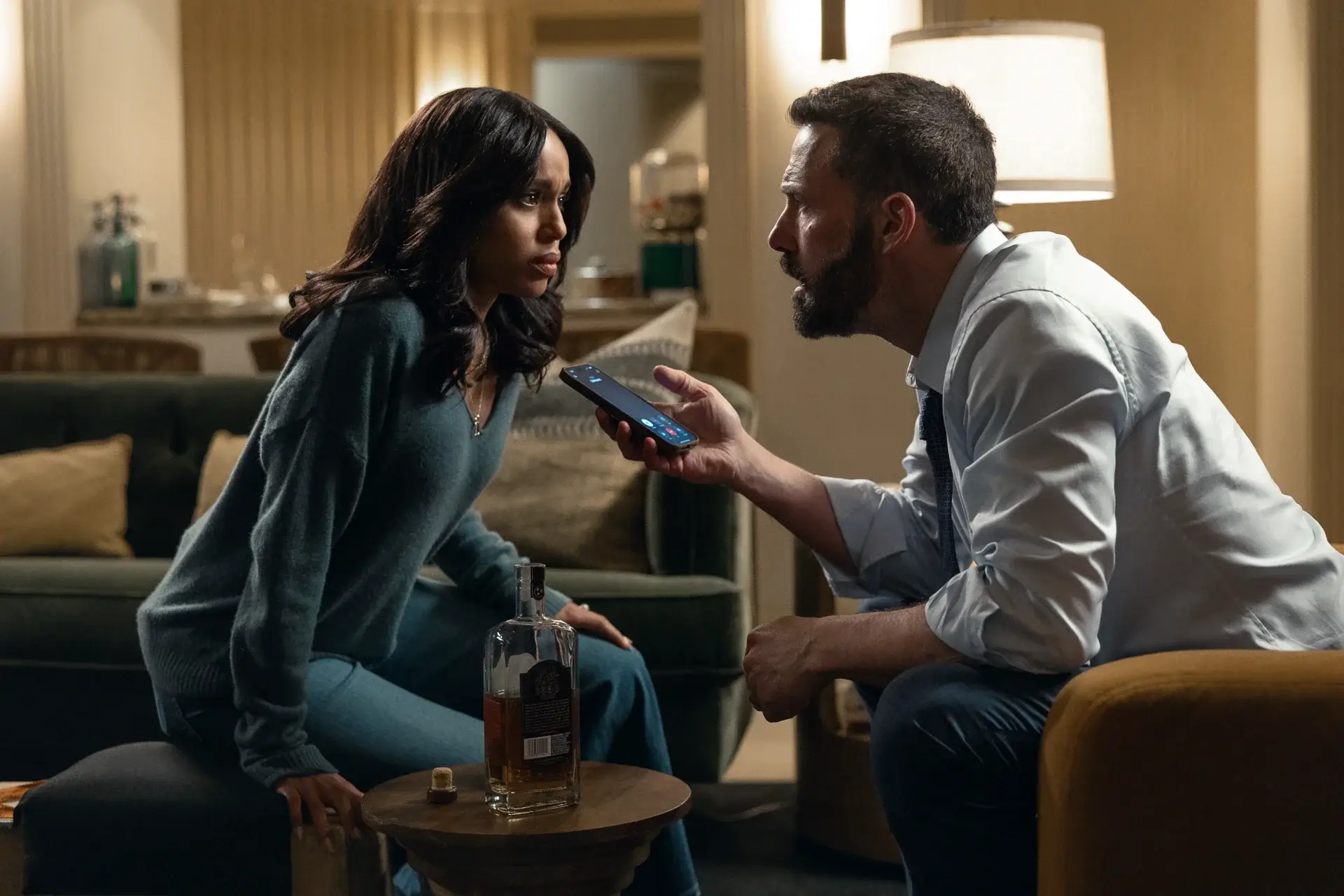 ANIMALS. (L to R) Kerry Washington as Abigail and Ben Affleck as Mark in Animals. Cr. Warrick Page/Netflix © 2026.