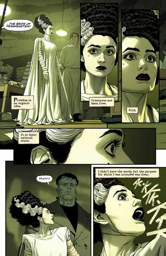 A reanimated woman looks around her with a reanimated man behind her.