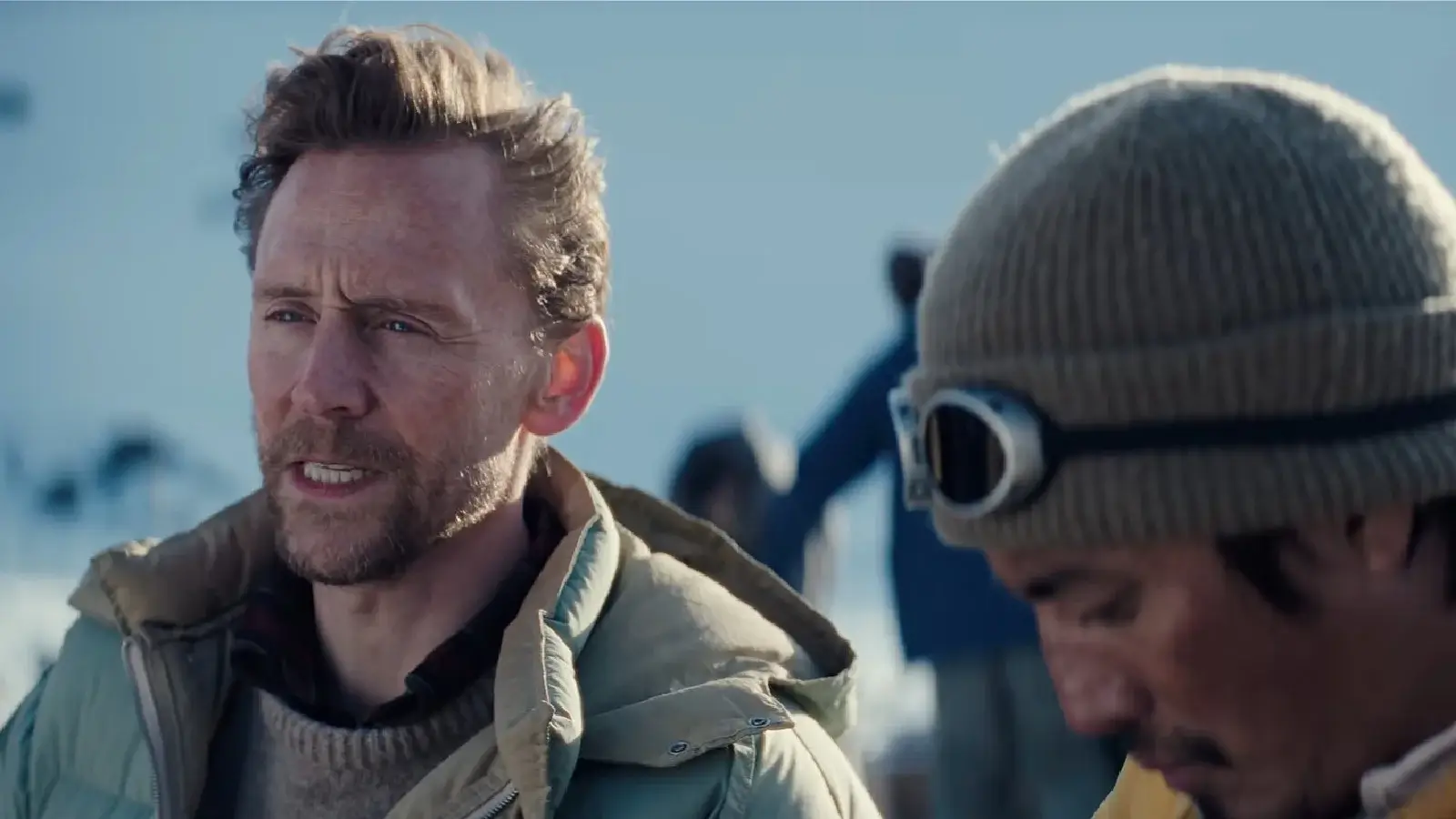 Tom Hiddleston as Sir Edmund Hillary and Genden Phuntsok as Tenzing Norgay in Tenzing